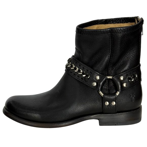 $378 Frye black moto boots size 7.5 - Picture 1 of 6